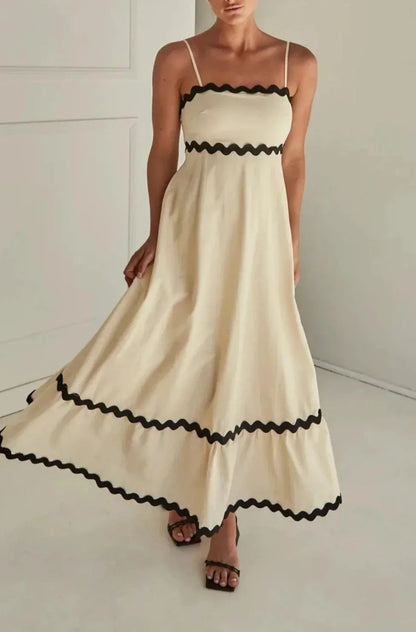 Vestido midi con aplicación de suaves ondas AR275