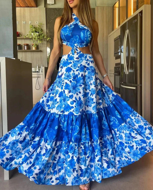 Vestido con recortes y amarração en el cuello AR287