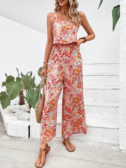 Mono Floral estilo Cropped y Pantalón Palazzo AR742