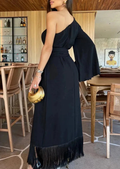 Vestido midi cruzado de manga única AR261